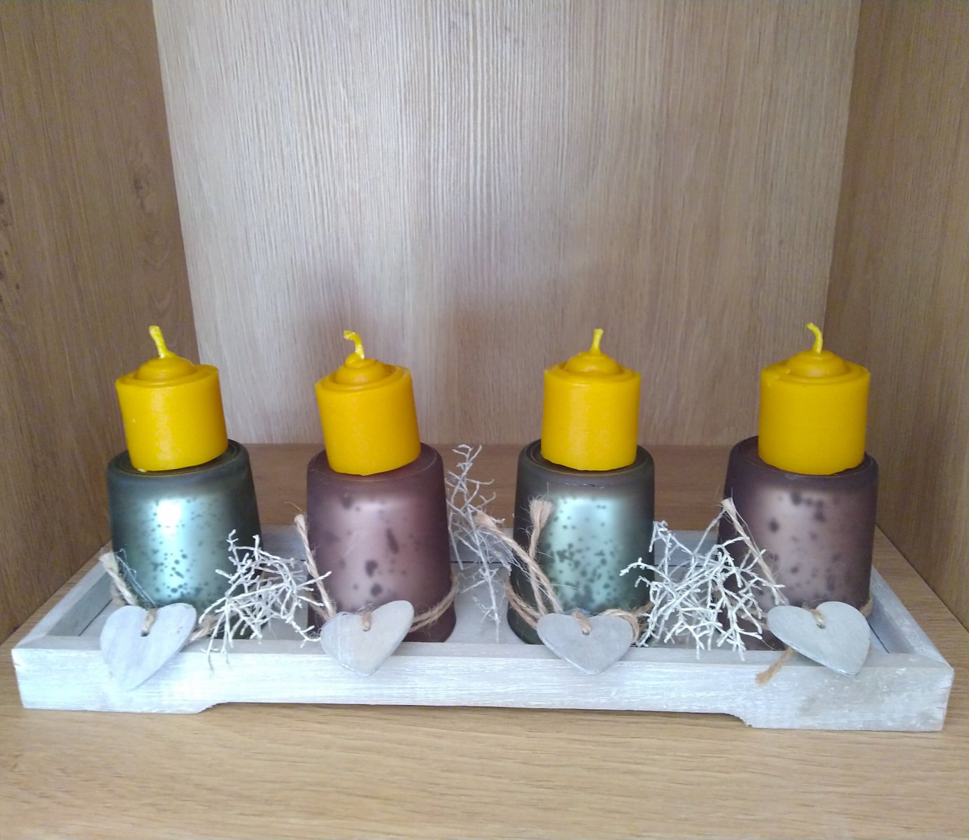 Čtyři menší svíčky - buřtíky - třeba na malý adventní věnec 4 ks